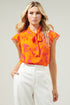 Sunrise Floral Cassius Tie Neck Blouse